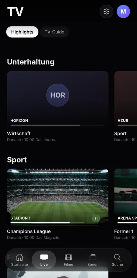 Live-TV, fiktive Sender