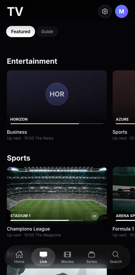 Live TV, fictional channels