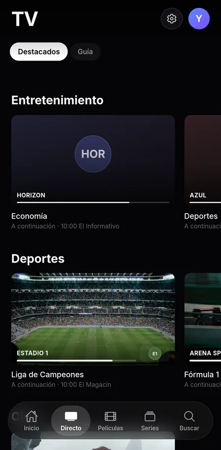 TV en directo, canales ficticios