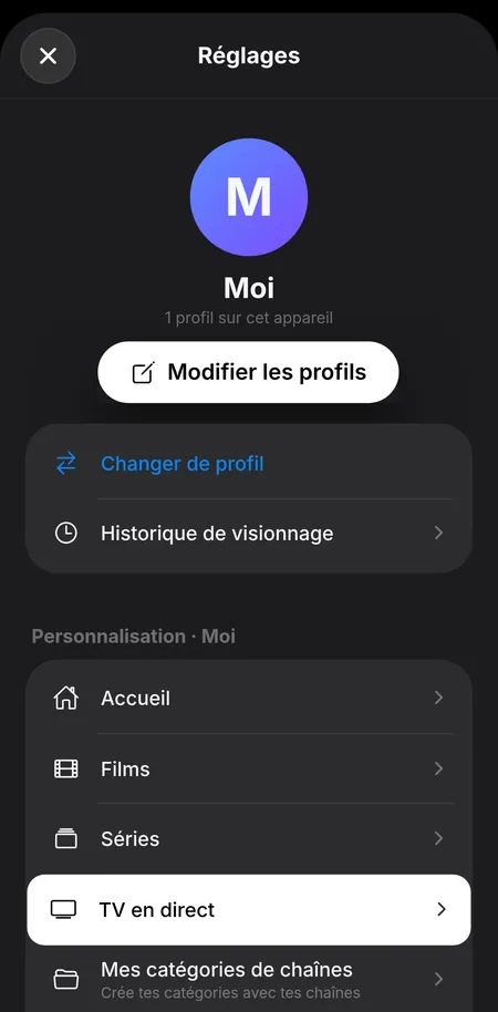 Réglages