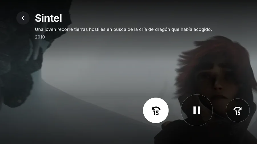 Título, temporada y sinopsis del episodio en la parte superior de la pantalla