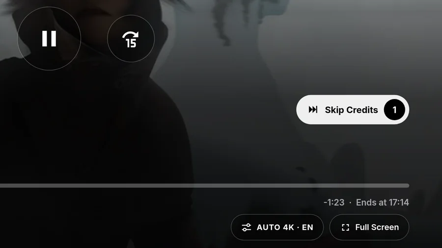 CTV+ player while Sintel is playing, with the Skip Credits button
