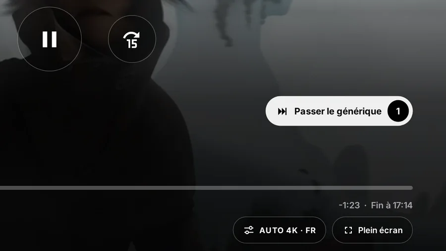 Lecteur de CTV+ pendant la lecture de Sintel, avec le bouton Passer le générique